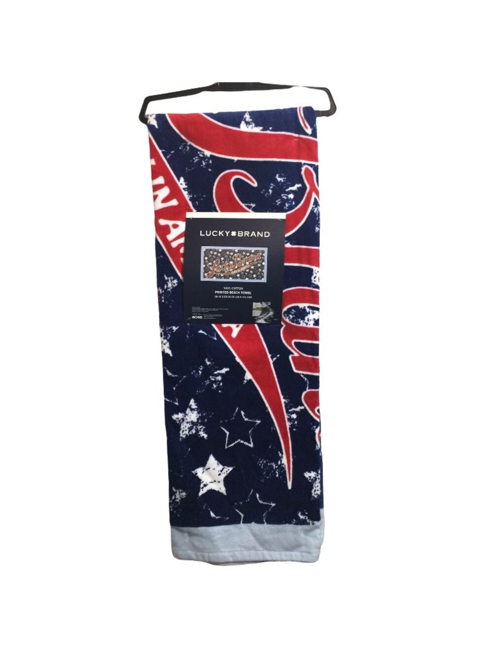 Lucky Brand Born in America Beach Towel 100% Cotton 36" x 68"